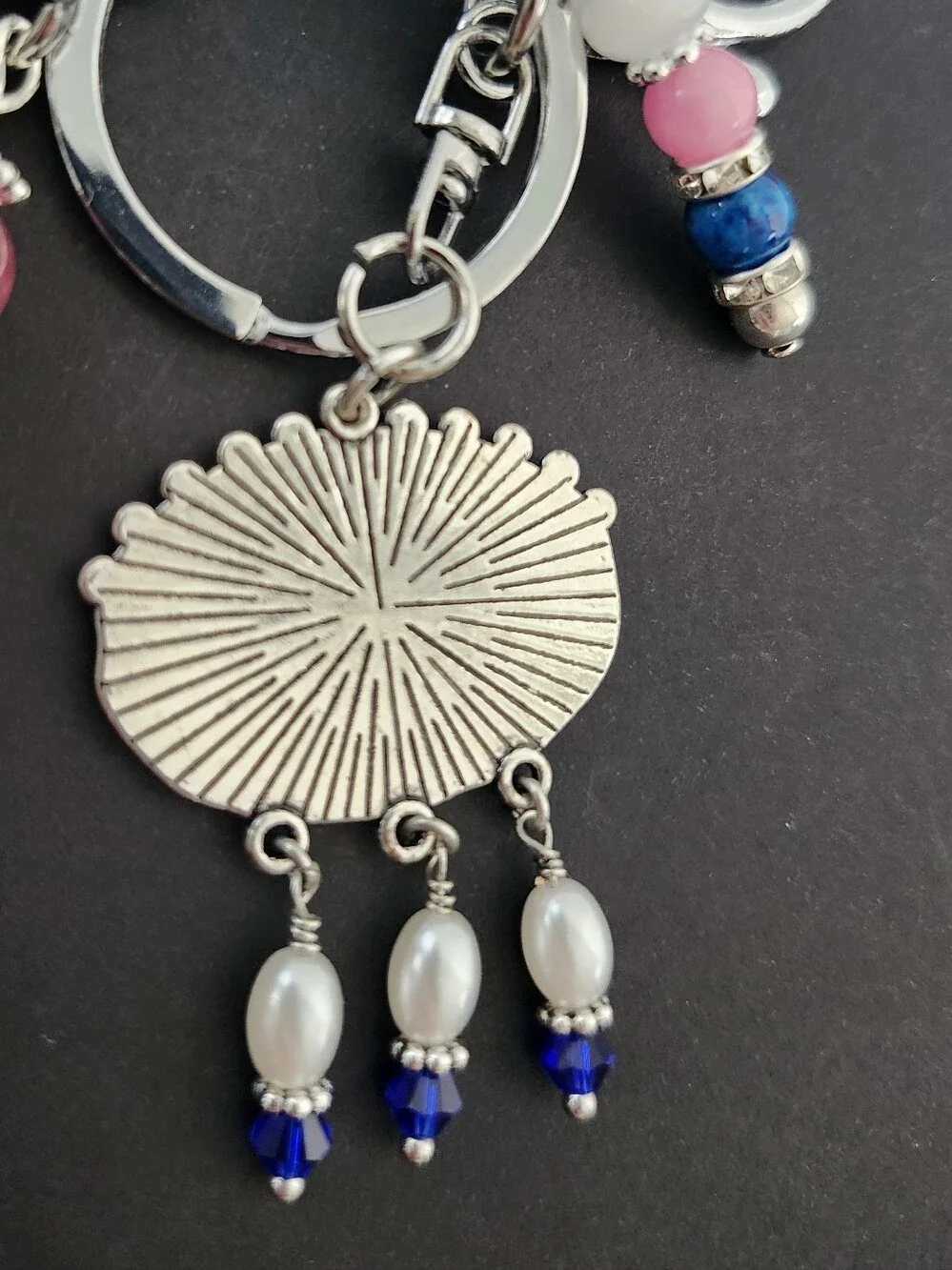 Floral Purse Charm or Keychain Agate Aventurine Sodalite Jade Handcrafted